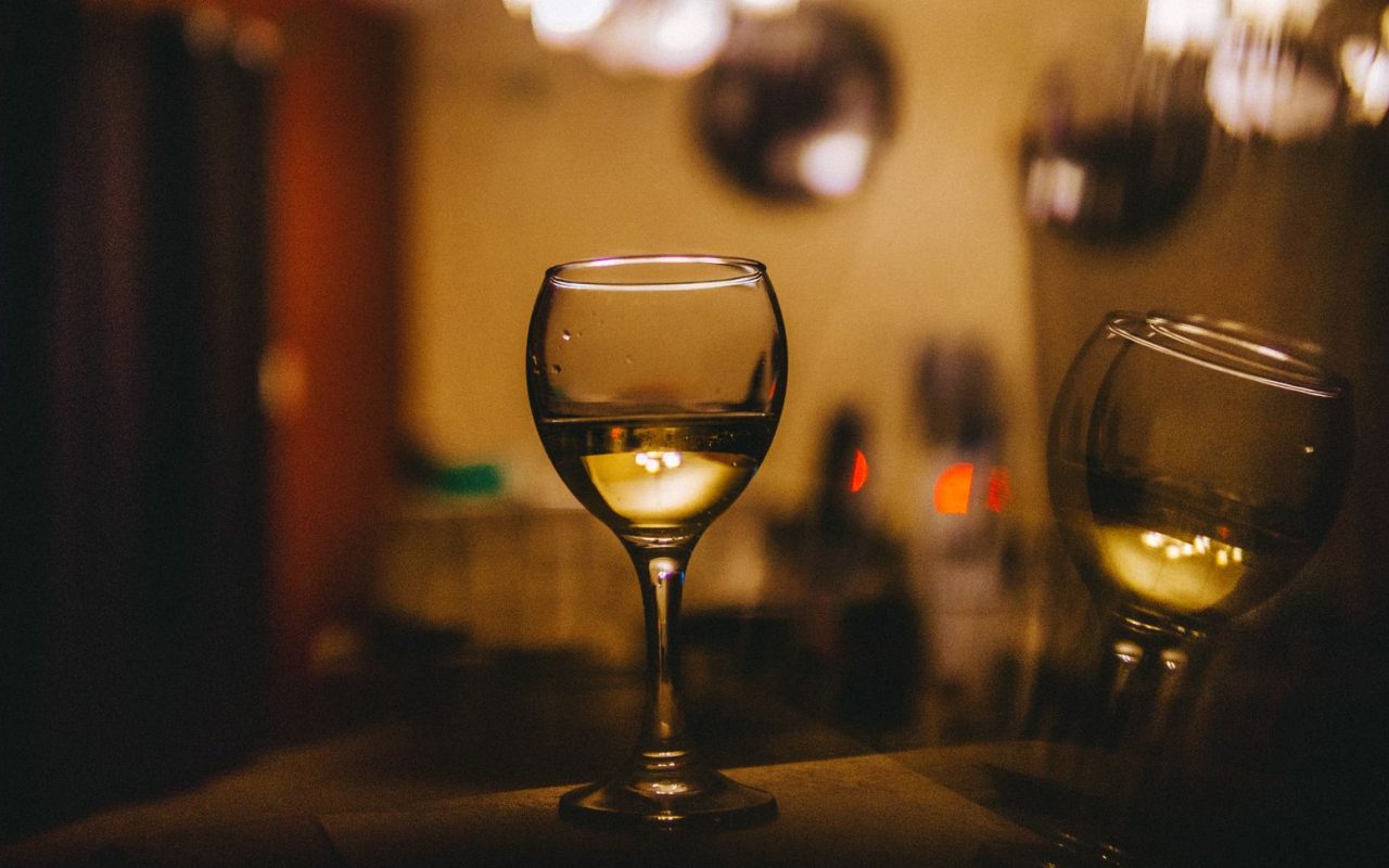A glass of white wine